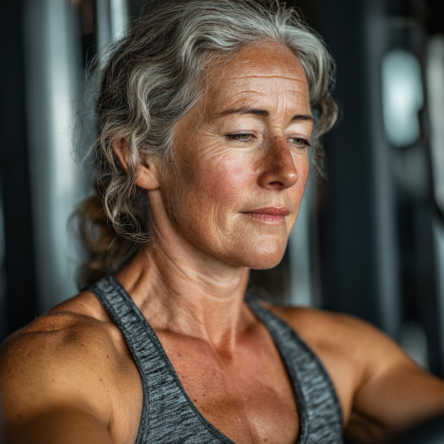 Възрастен мъж медитира в природата